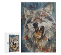 300 PCS Rompecabezas para Adultos Y Adolescentes Funny Angry Gray Wolf Food Rompecabezas para Adultos Juego Familiar Desafío Difícil 300 PCS