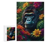 300 PCS Rompecabezas para Adultos Y Adolescentes Gorilla in Flowers Rompecabezas para Adultos Juegos De Relajación Desafío Difícil Interacción Entre Padres E Hijos 300 PCS