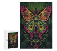 300 PCS Rompecabezas para Adultos Y Adolescentes Neon Art Nouveau Moth Rompecabezas para Adultos Juegos De Relajación Desafío Difícil Interacción Entre Padres E Hijos 300 PCS