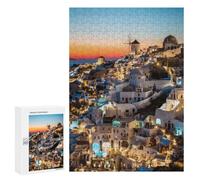 300 PCS Rompecabezas para Adultos Y Adolescentes Sunset in Oia Santorini Rompecabezas para Adultos Juego Familiar Desafío Difícil 300 PCS