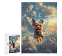 300 PCS Rompecabezas para Adultos Yorkshire Terrier with Angel Wings Pet Memorial Art Rompecabezas para Adultos Juegos De Relajación Regalos para Mujeres Regalos De Cumpleaños 300 PC