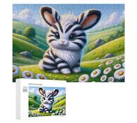 300 PCS Rompecabezas para Adultos Zebra Bunny in Daisy Field Rompecabezas para Adultos Juegos De Relajación Regalo De Cumpleaños Cumpleaños Y Navidad 300 PCS