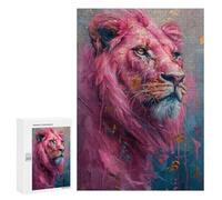 300 PCS Rompecabezas Pink Lion Art Print-5 Rompecabezas para Adolescentes Carrera De Velocidad Manual Lista De Deseos con Juguetes De Papá Noel Juegos Educativos 300 PCS