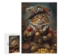 300 PCS Rompecabezas Pirate Cat Treasure Hunt Rompecabezas para Adolescentes Mejora La Memoria Juegos De Ingenio Difíciles Y Desafiantes Juegos Familiares 300 PCS