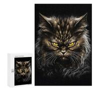 300 PCS Rompecabezas Pluffy Cat Black Gold Rompecabezas para Adultos Juguetes Antiestrés Vacaciones En Casa Matar El Tiempo Interacción Entre Padres E Hijos 300 PCS
