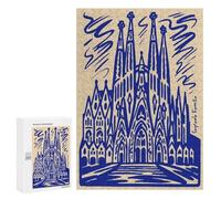 300 PCS Rompecabezas Sagrada Familia, Barcelona, Spain, Illustration Rompecabezas para Adolescentes. Corte De Precisión. Actividades Divertidas En Casa. Juego Desafiante Y Juego En Familia. 300 PCS