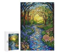 300 PCS Rompecabezas Stained Glass Forest Path Rompecabezas para Adultos Juegos Divertidos Decoración Perfecta Cumpleaños Y Navidad 300 PCS