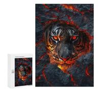 300 PCS Rompecabezas Tiger Eyes Glowing in Lava Rompecabezas para Adolescentes, Divertidos Y con Humor. Cada Pieza Es Única: Juguetes Educativos De Aprendizaje 300 PCS