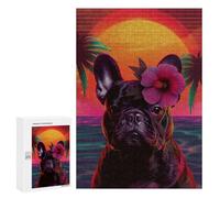 300 PCS Rompecabezas Vibrant Tropical Bulldog Rompecabezas para Adultos Juguetes Antiestrés Vacaciones En Casa Matar El Tiempo Interacción Entre Padres E Hijos 300 PCS