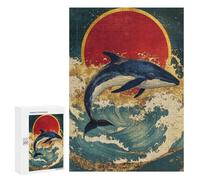 300 PCS Rompecabezas Whale Riding Waves Art Print-1 Rompecabezas para Adolescentes: Alivia El Estrés. Entrena Tu Cerebro Y Tus Manos. Juguetes Educativos De Aprendizaje 300 PCS