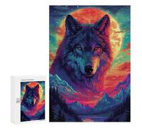 300 PCS Rompecabezas Wolf Moonlit Wilderness-1 Rompecabezas para Adultos Juguetes Antiestrés Vacaciones En Casa Matar El Tiempo Interacción Entre Padres E Hijos 300 PCS