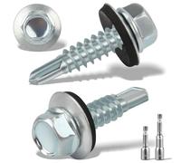 300 pcs Tornillos Autotaladrantes 4,8 x 19MM Tornillos Roscachapas 2 Vaso Taladro Tornillo Panel Sandwich Tornillos Autorroscantes Metal para Panel Sandwich Tejado Chapas Metalicas Aluminio (Plata)