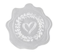 300 pegatinas de sello de cera plateada, sellos de tarjetas de felicitación y boda con patrón de corazón, sellos autoadhesivos de lámina plateada