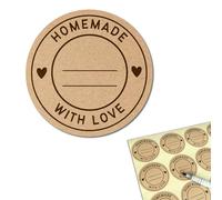300 Piezas, 50mm - Homemade with Love Pegatinas, Etiquetas Adhesivas Regalos Botellas Horneados