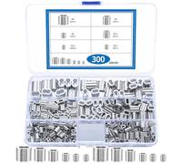 300 Piezas Abrazadera de Cable de Aluminio, Virolas de Aluminio, Mangas de Bucle de Engarzado de Aluminio de Cable de Alambre, Clips de Cuerda de Alambre de Doble Orificio, M1.2/M1.5/M2/M2.5/M3/M4