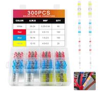 300 Piezas Conectores Electricos Estancos Kit,0.25-6.0mm2 Termoretractil para Cable con Estaño,4 Tipo Terminales Empalme Termorretráctil, para Auto, Electricos Soldadura
