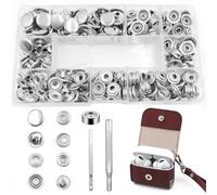 300 Piezas Corchetes de Presión Metalicos, 15mm Botones de Presion Metalicos con Herramienta de Fijación Remachadora Botones Snaps Metalicos para Cuero Manualidades