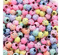 300 Piezas de Cuentas Brillantes de 9mm con Agujeros Grandes - Abalorios Acrílicos en para Hacer Joyería, Pulseras y Collares - Suministros Duraderos para Principiantes y , Materiales para Crear Joyas