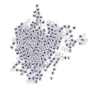 300 Piezas de Cuentas de NúMeros AcríLicos, 7x7mm Cuadrado Blanco Mezclado NúMero Aleatorio Figura Cuentas Sueltas para Hacer Joyas, Llaveros, Manualidades, Collar, DecoracióN de Pulseras Manualidades