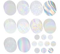 300 piezas de película protectora holográfica láser redonda para mascotas, fabricante de pegatinas para niños, suministros para hacer botones, kit de 10 estilos de pegatinas holográficas