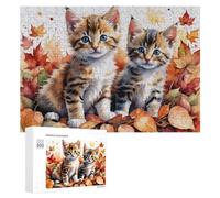 300 piezas de rompecabezas para adolescentes, gatito de otoño, par - 1 rompecabezas para adultos, decoración de pared, corte de precisión, gran regalo para juegos, 300 piezas