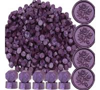 300 piezas de sellos de cera, perlas de cera lila perlas de sello de cera octogonal para invitaciones, tarjetas, sobres, paquetes de vino, embalaje de regalo (lila)