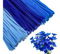 300 Piezas Limpiapipas Azul, Limpia Pipas para Manualidades Esponjosas de 30 cm, Kit de Manualidades para Adultos Niños, Limpia Pipas para Flores Animales (3 Intensidades de Azul)