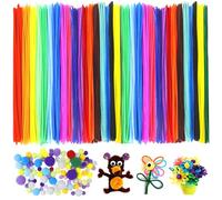 300 Piezas Limpiapipas Manualidades &130 Pompones,Chenilla Tallos Limpia Pipas Manualidades de Multicolor para Adultos y Niños,Limpiador de Pipas Manualidades para Juguete Educativo y Decoraciónes DIY