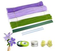 300 Piezas Limpiapipas para Manualidade, Incluye Cinta para Regalos y Cintas Adhesivas, para Proyecto de Artesanía y Decoración,Kit Limpiapipas para hacer Flores Tulipán,para Manualidades DIY