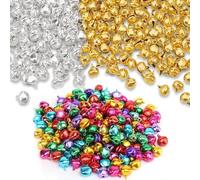300 Piezas Mini Campanas Cascabeles De Hierro con Ojal Metal Campanilla Jingle Bells de Cobre para Navidad Pequeñas Campanas de Colores para Decoraciones Navideñas FabricacióN de Joyas-10 mm