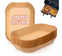 300 Piezas Papel Freidora Aire Doble, 20,5x14cm Rectangular Papel de Horno Accesorios Antiadherente Desechable, Compatible con Cecotec Ninja Cookwise Dual Double Stack Air Fryer