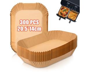 300 Piezas Papel Freidora Aire Doble, 20,5x14cm Rectangular Papel de Horno Accesorios Antiadherente Desechable, Compatible con Cecotec Ninja Cookwise Dual Double Stack Air Fryer