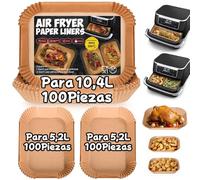 300 Piezas Papel Freidora Aire para Ninja Foodi Flexdrawer 10,4L,Papel Para Freidora de Aire Dual Zone,Accesorios para Airfryer Ninja AF500EU AF500EUCP,Cosori Dual Blaze TwinFry 10L,Cecotec 9L 10L 11L