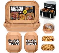300 Piezas Papel Freidora Aire para Tefal Dual Easy Fry EY9018 EY905D 8,3L(5,2/3,1L), Accesorios para Philips Dual Basket Airfryer 3000/5000 Series, Moulinex 8,3L, Cookwise 2 Kammern