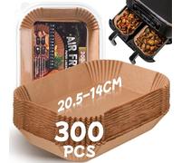 300 Piezas Papel para Freidora de Aire con doble cámara Dual Zone,20,5x14cm | Rectangular Papel de Horno Accesorios Compatible con Cosori Cecotec Philips Ninja Princess Dual Zone Double Stack Air Fryer