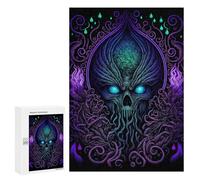 300 piezas rompecabezas para adolescentes calavera de neón obra de arte -3 rompecabezas para adultos juegos familiares regalo de cumpleaños divertido para actividades en el hogar, 300 piezas