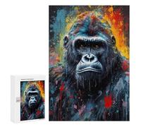 300 piezas rompecabezas para adolescentes colorido retrato de gorila -4 rompecabezas para adultos, juego familiar, análisis y lógica, alivio del estrés, regalos, 300 unidades