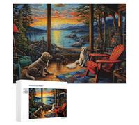 300 piezas rompecabezas para adolescentes Cozy Cabin with Dogs by The Lake Puzzles para adolescentes: juegos de relajación, regalos divertidos y humorísticos para reducir el estrés 300 PCS