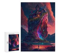 300 piezas rompecabezas para adolescentes Fantasy Island with Mystical House Teenager-Puzzles Anti-Stress Juguetes Vacaciones en casa Pasatiempo Desafío Educativo 300 PCS