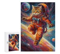 300 piezas rompecabezas para adolescentes gato espacial rompecabezas de aventura para adultos juegos familiares regalo de cumpleaños divertido para actividades en el hogar, 300 piezas