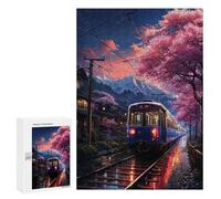 300 piezas rompecabezas para adultos Cherry Blossom Train Journey Puzzles para adultos juguetes antiestrés vacaciones en casa pasatiempo desafiante para resolver 300 piezas