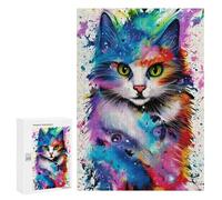 300 piezas rompecabezas para adultos colorido abstracto gato art 14 rompecabezas como juguete antiestrés, decoración del hogar, interacción entre padres e hijos, 300 piezas