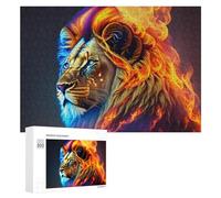300 piezas rompecabezas para adultos Lion Fire Artwork Puzzles para adultos Juego Familiar Compilación de patrones interacción entre padres e hijos 300 PCS
