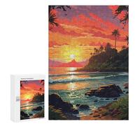 300 piezas rompecabezas para adultos Sunset Beach Paradise -1 rompecabezas para adolescentes, juego de mano, corte preciso, interacción entre padres e hijos, 300 piezas