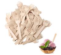 300 Piezas Tenedores de Madera Mini Tenedores Desechables Pequeñas Tenedores de Aperitivo a Granel 4 Pulgadas Mini Utensilios Tenedor de Pastel