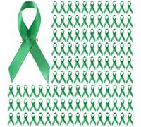 300 pines de cinta de reconocimiento verde reutilizables, broches de conciencia de esperanza para salud mental, cáncer de hígado, problemas ambientales, cintas de concienciación de satén verde