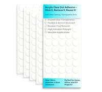 300 Puntos Adhesivos de Doble Cara Transparentes 20 mm, Grosor 0,8 mm, Fuerte Adhesión e Impermeables, Reutilizables para Manualidades, DIY, Scrapbooking, Stickers, Oficina y Decoración de Fiestas