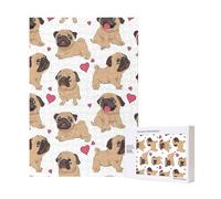 300 Rompecabezas de Cachorros de Pugs de Dibujos Animados Divertidos con Caja de Embalaje para Adultos - Rompecabezas de Madera