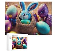 300 sierras de calar para adolescentes, conejito de Pascua con cesta de huevos, 1 rompecabezas para adultos, decoración de pared, corte de precisión, gran regalo para juegos, 300 piezas