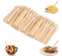300 Tenedores para Patatas Fritas, 85 mm Tenedores de Madera Escupidores de Patatas Fritas, Tenedor de Patatas Fritas, Tenedores de Madera, para Fiestas Cumpleaños Camping